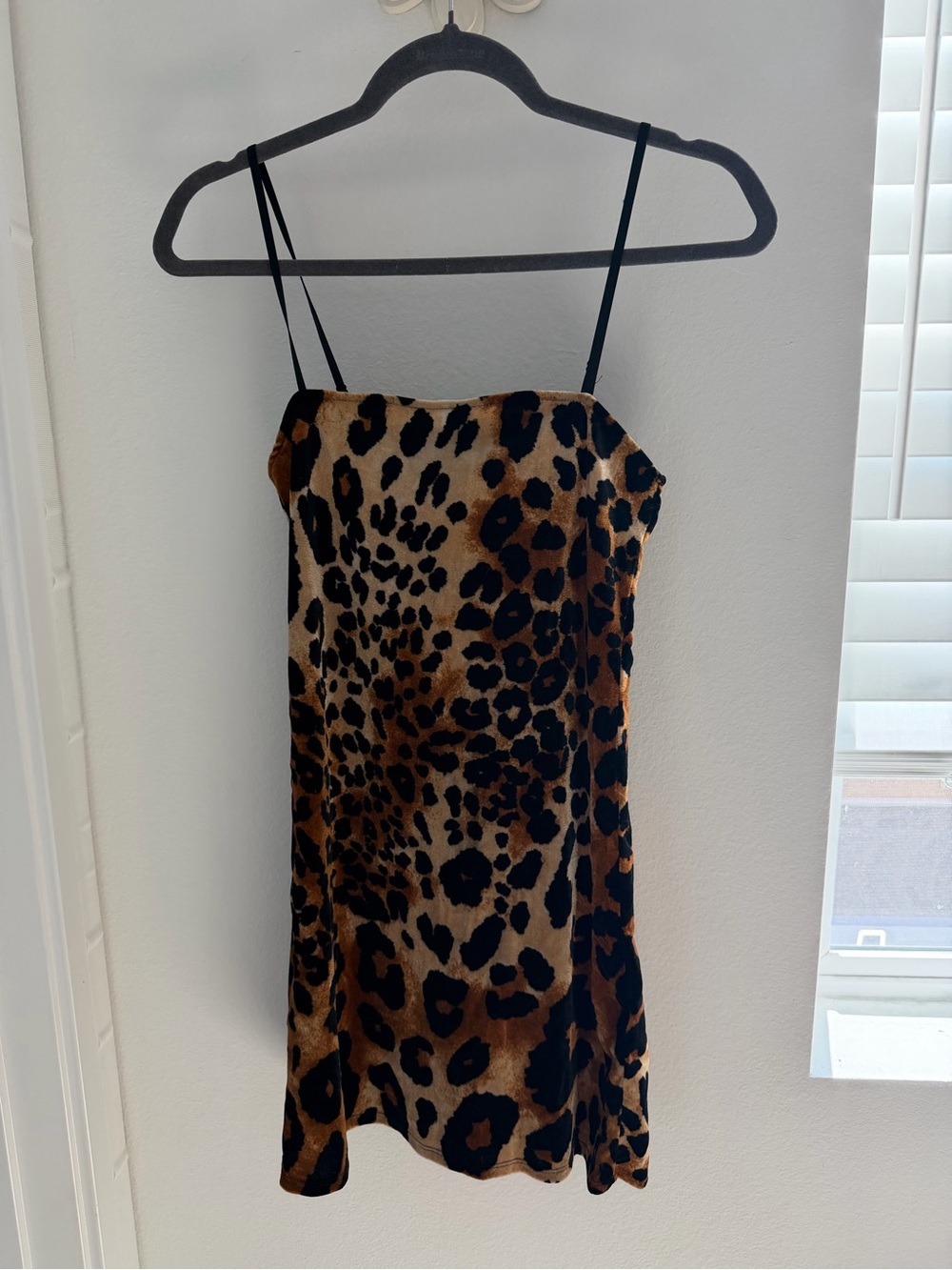 Leopard Print Spaghetti Strap Dress - Brown & Black
